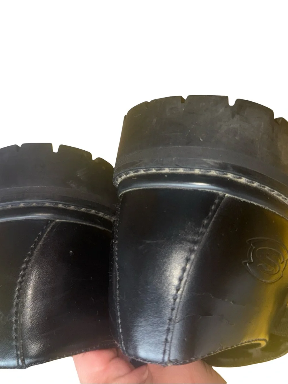 Vintage Y2K Sketchers Black Leather Monk Strap Chunky Lug Sole Platform Shoe